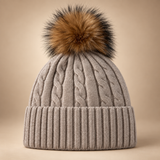 Cable-Knit Hat with Pompom