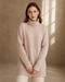 Cashmere Wool Long Turtleneck - Beige