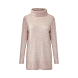 Beige cashmere wool turtleneck sweater on a white background