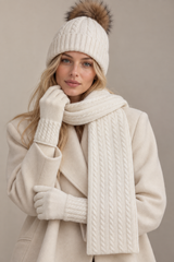 Cable-Knit Hat with Pompom