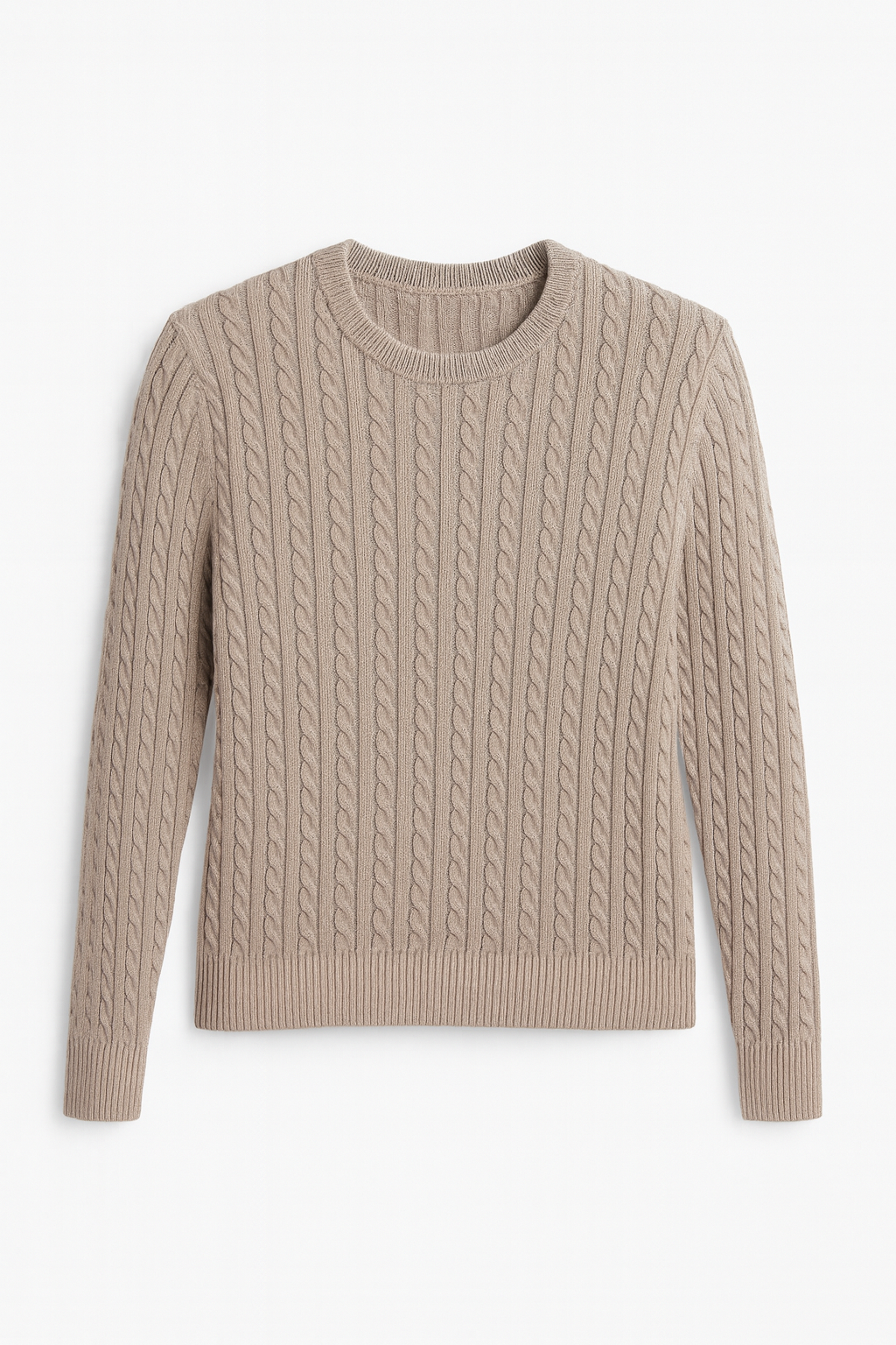 Cotton Cable Crewneck - Beige