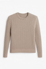 Cotton Cable Crewneck - Beige