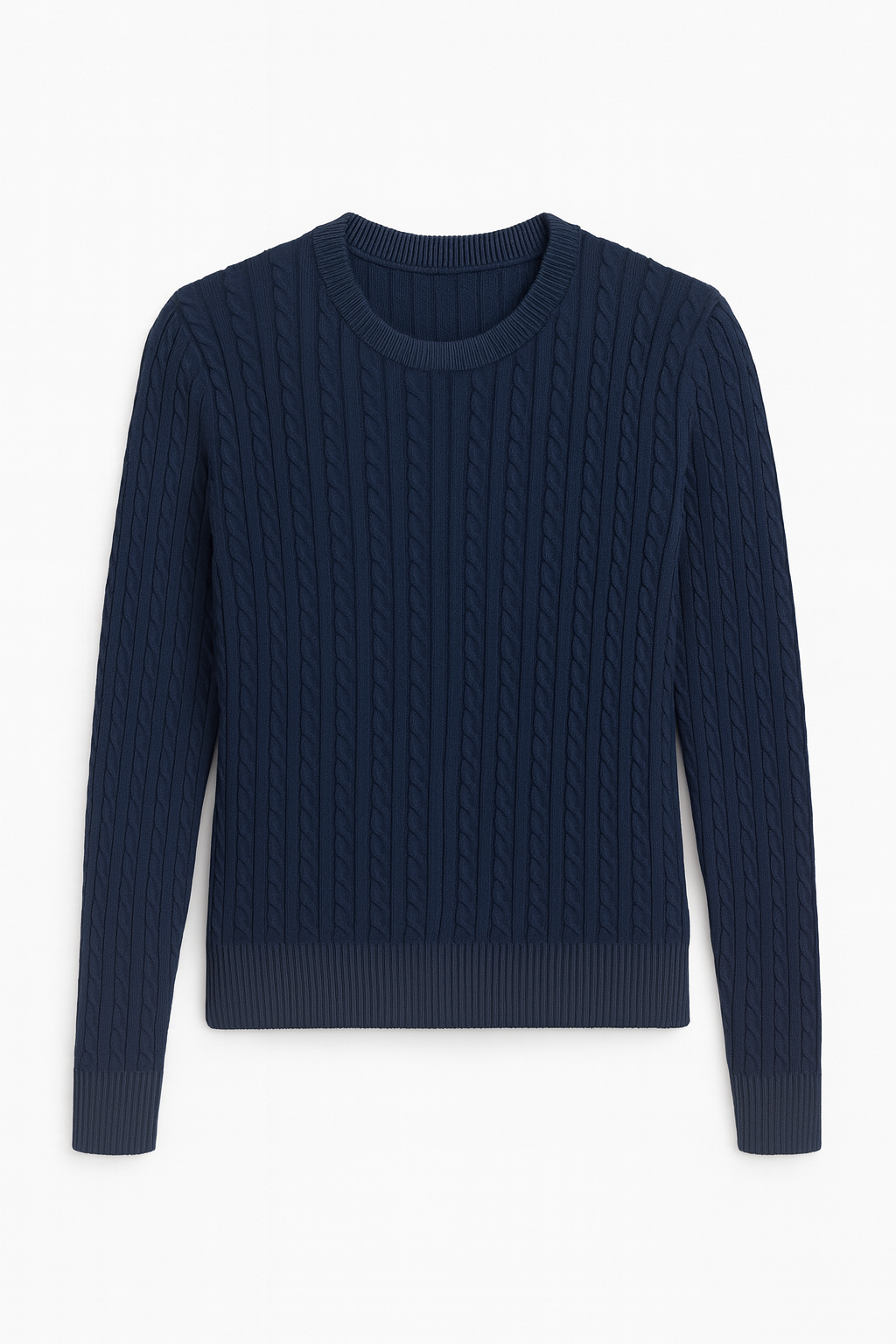 Cotton Cable Crewneck - Navy
