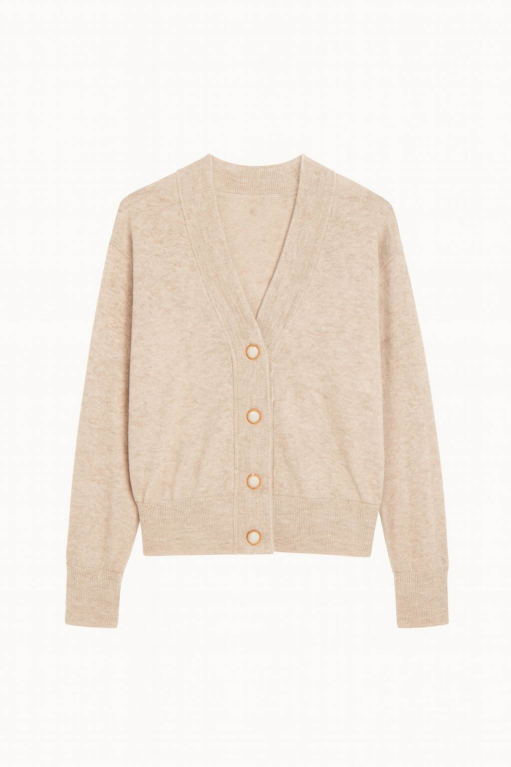 Cashmere Wool Short Cardigan - Beige
