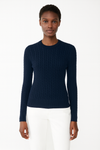 Cotton Cable Crewneck - Navy