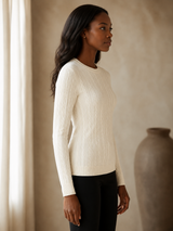 Cotton Cable Crewneck - Cream