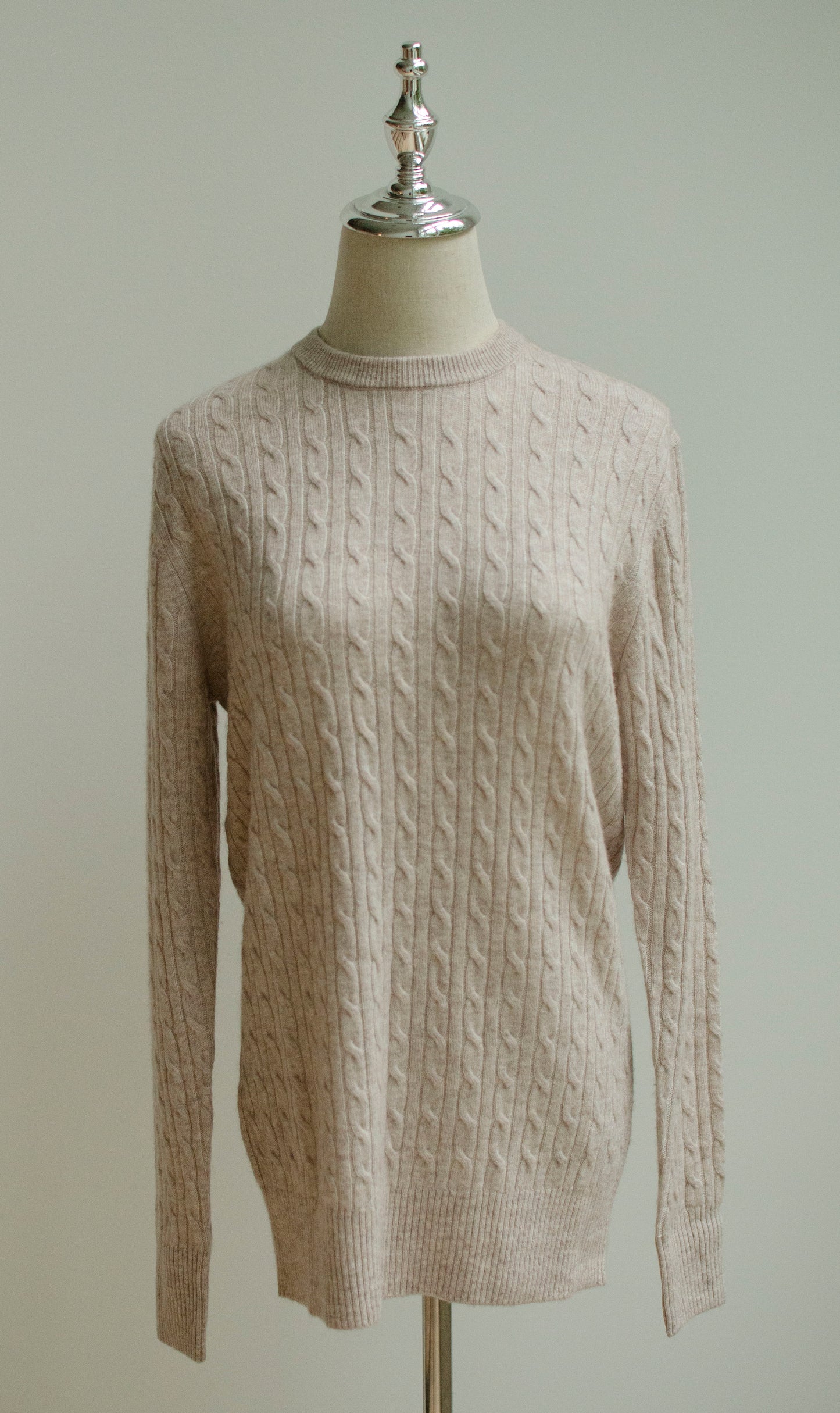 Cashmere Wool Cable Crewneck Unisex Sweater