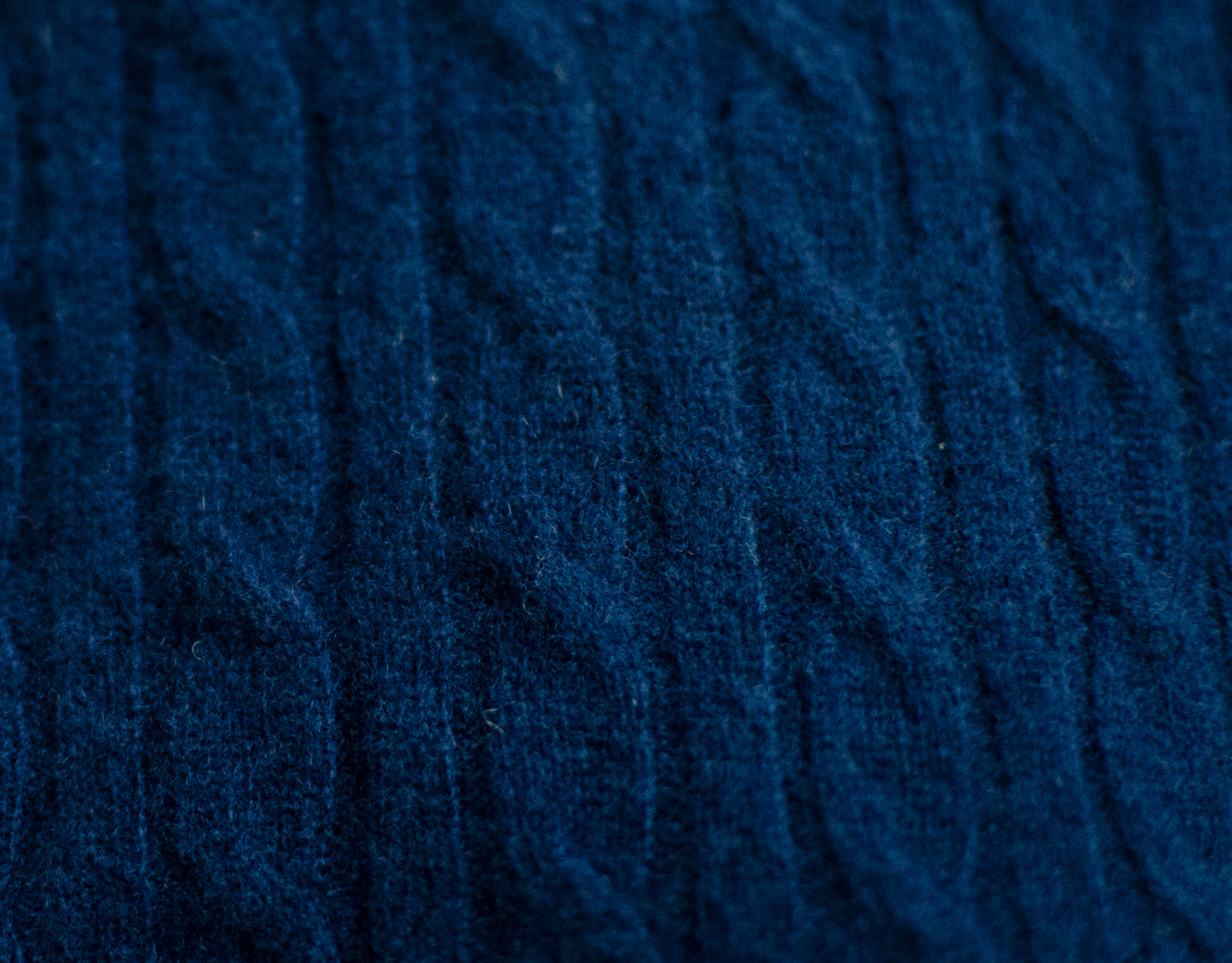 Cashmere Wool Cable Crewneck Unisex Sweater - Navy