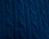 Cashmere Wool Cable Crewneck Unisex Sweater - Navy