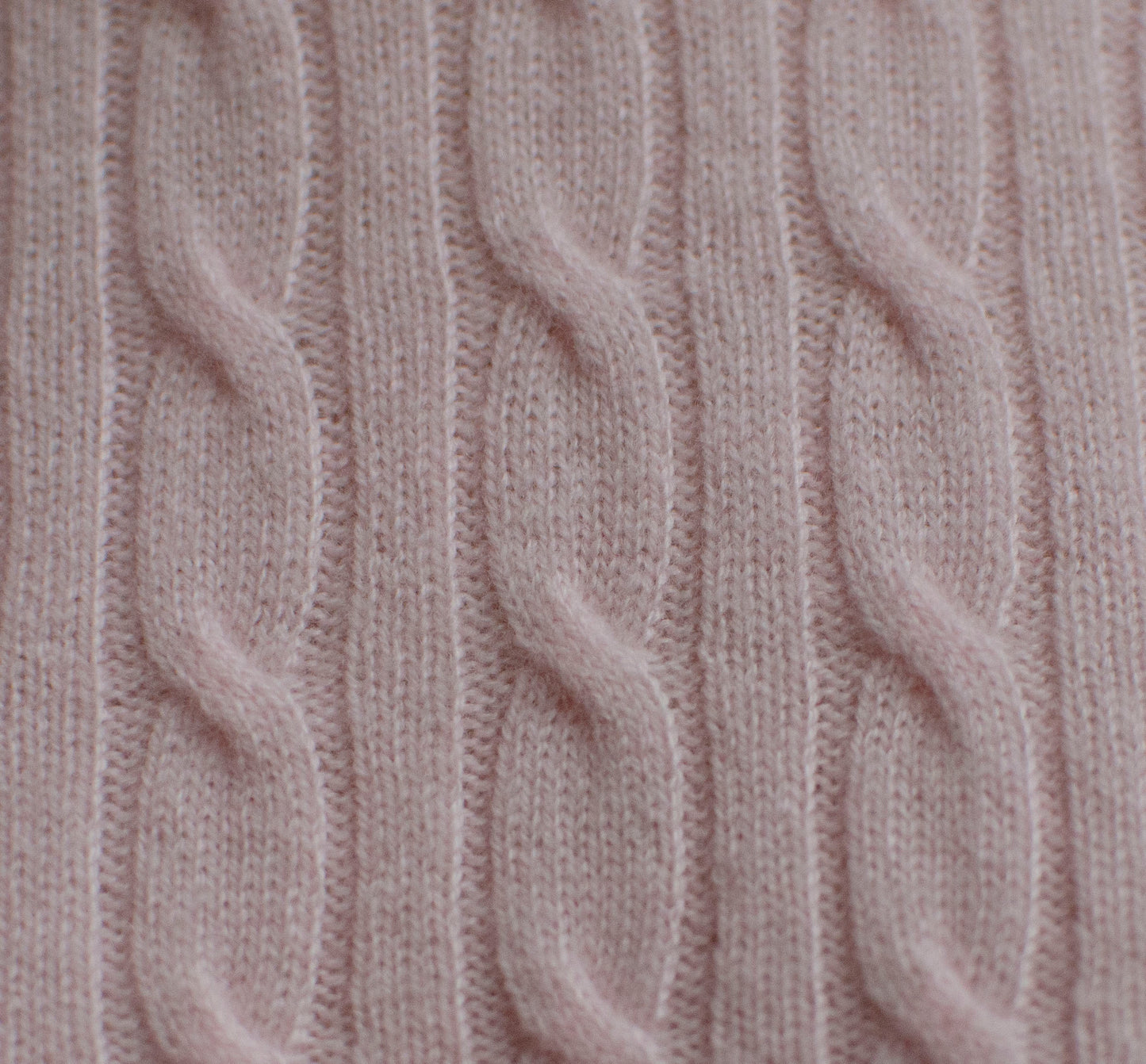 Cashmere Wool Cable Crewneck Unisex Sweater - Pink