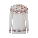 White gray and multicolor fair isle cashmere wool crewneck sweater
