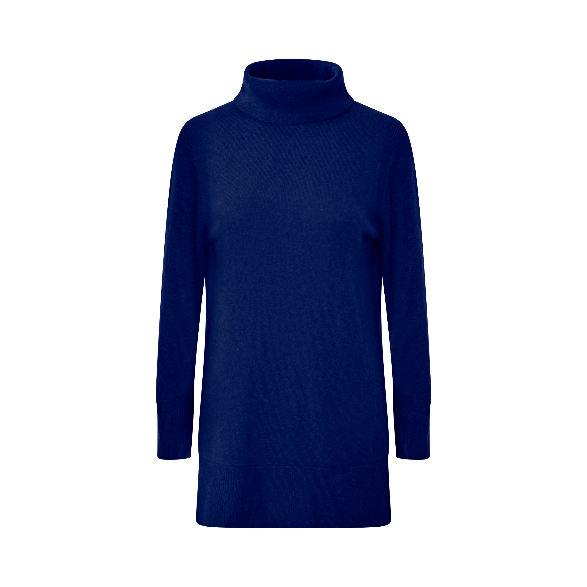 Cashmere Wool Long Turtleneck - Navy