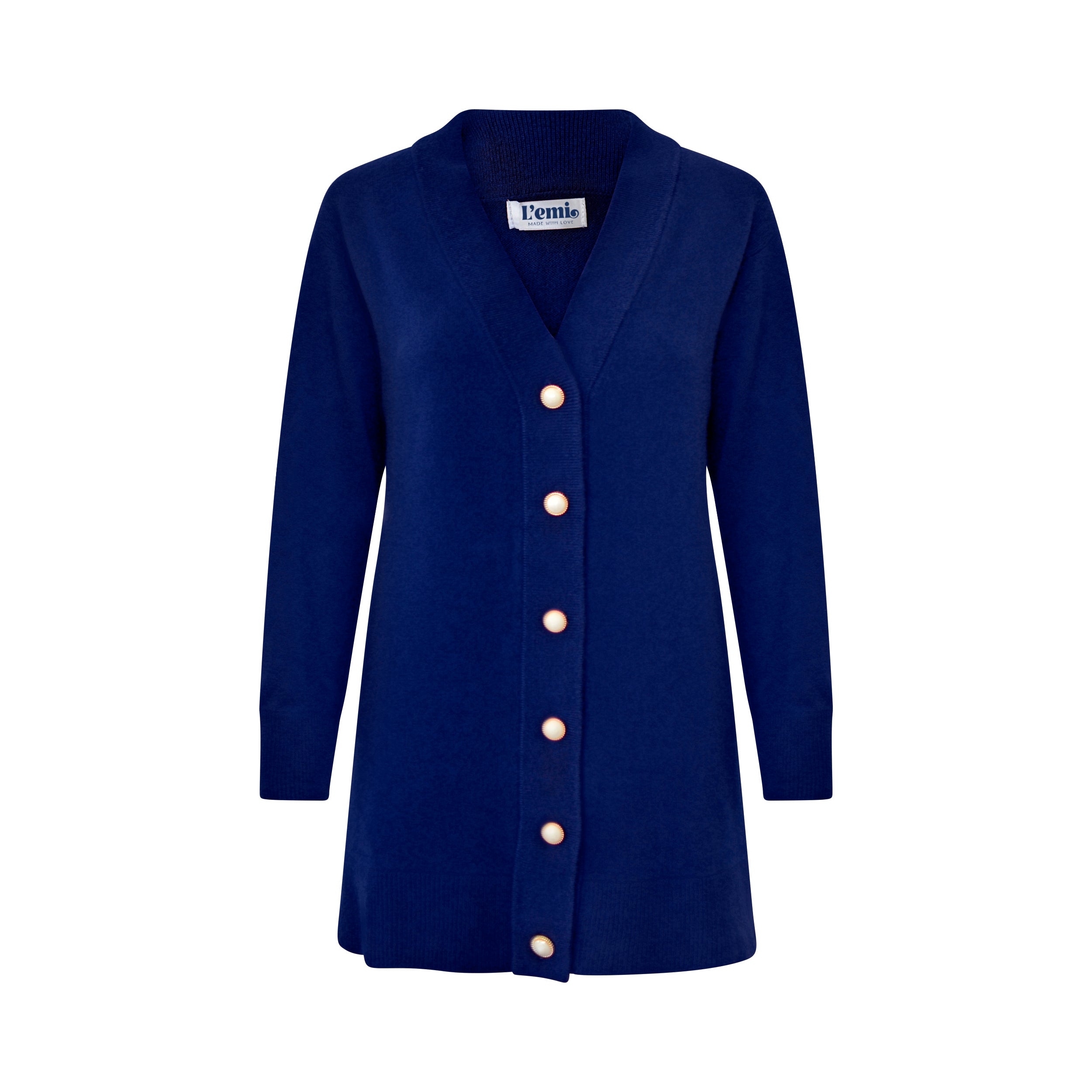 Cashmere Wool Long Cardigan - Navy