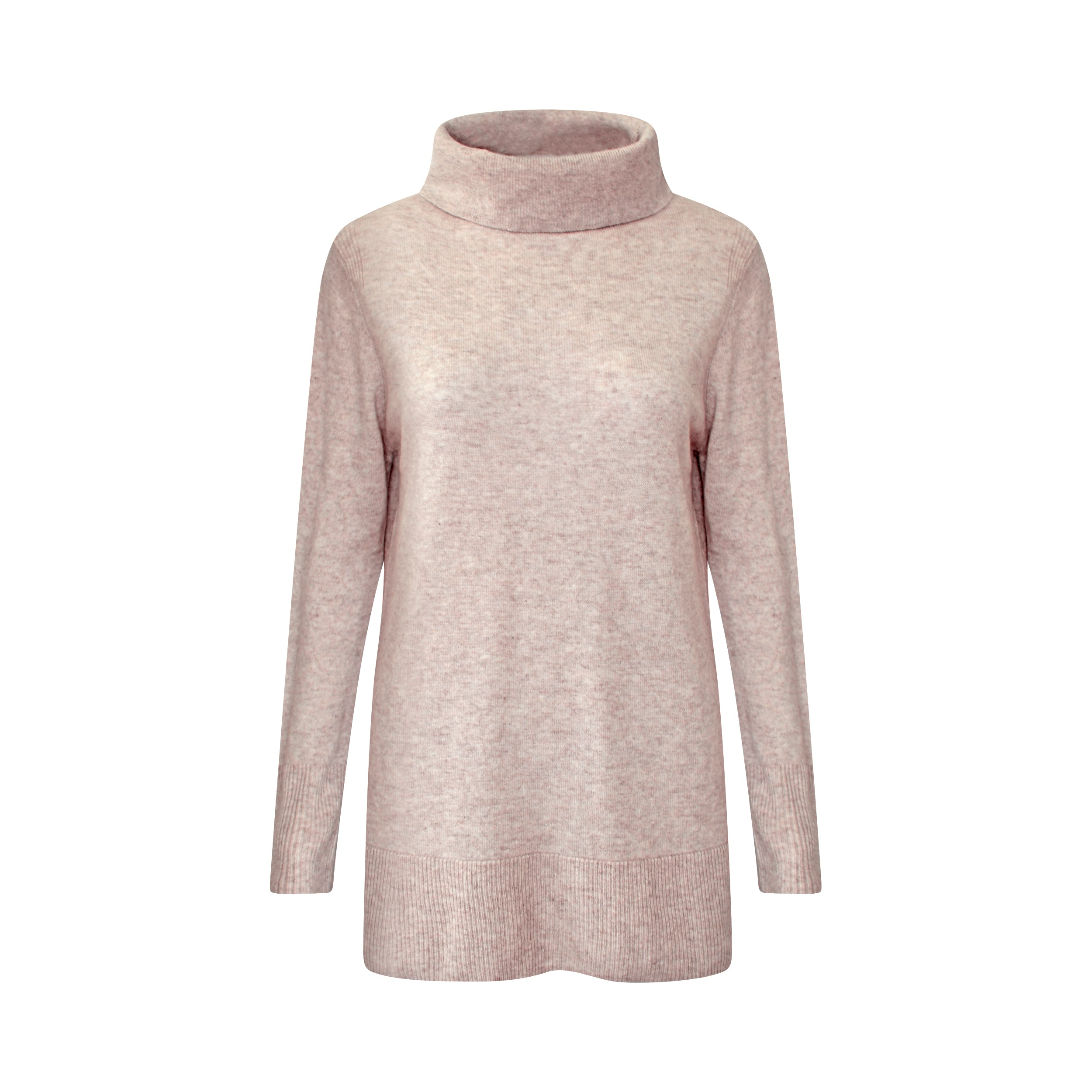 Cashmere Wool Long Turtleneck - Beige
