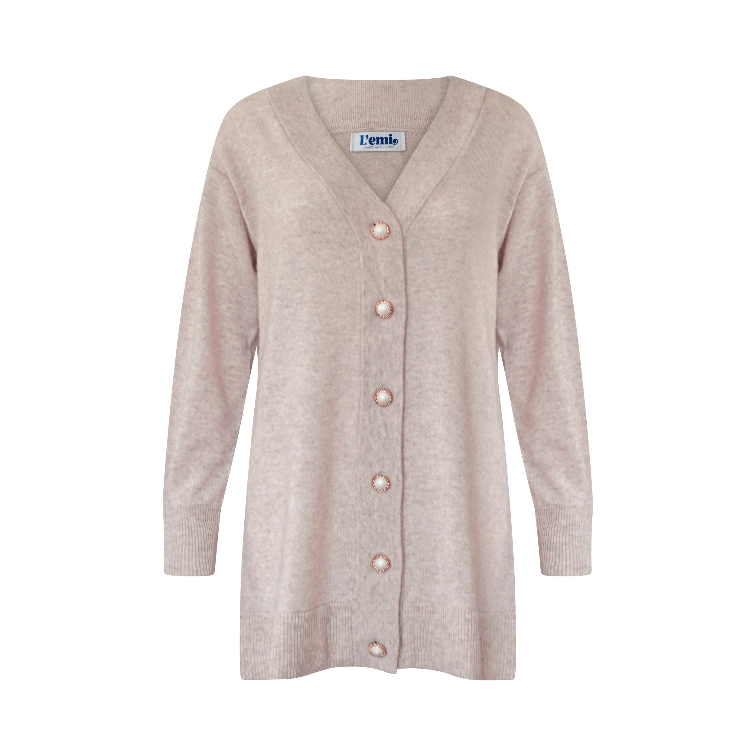 Cashmere Wool Long Cardigan - Beige