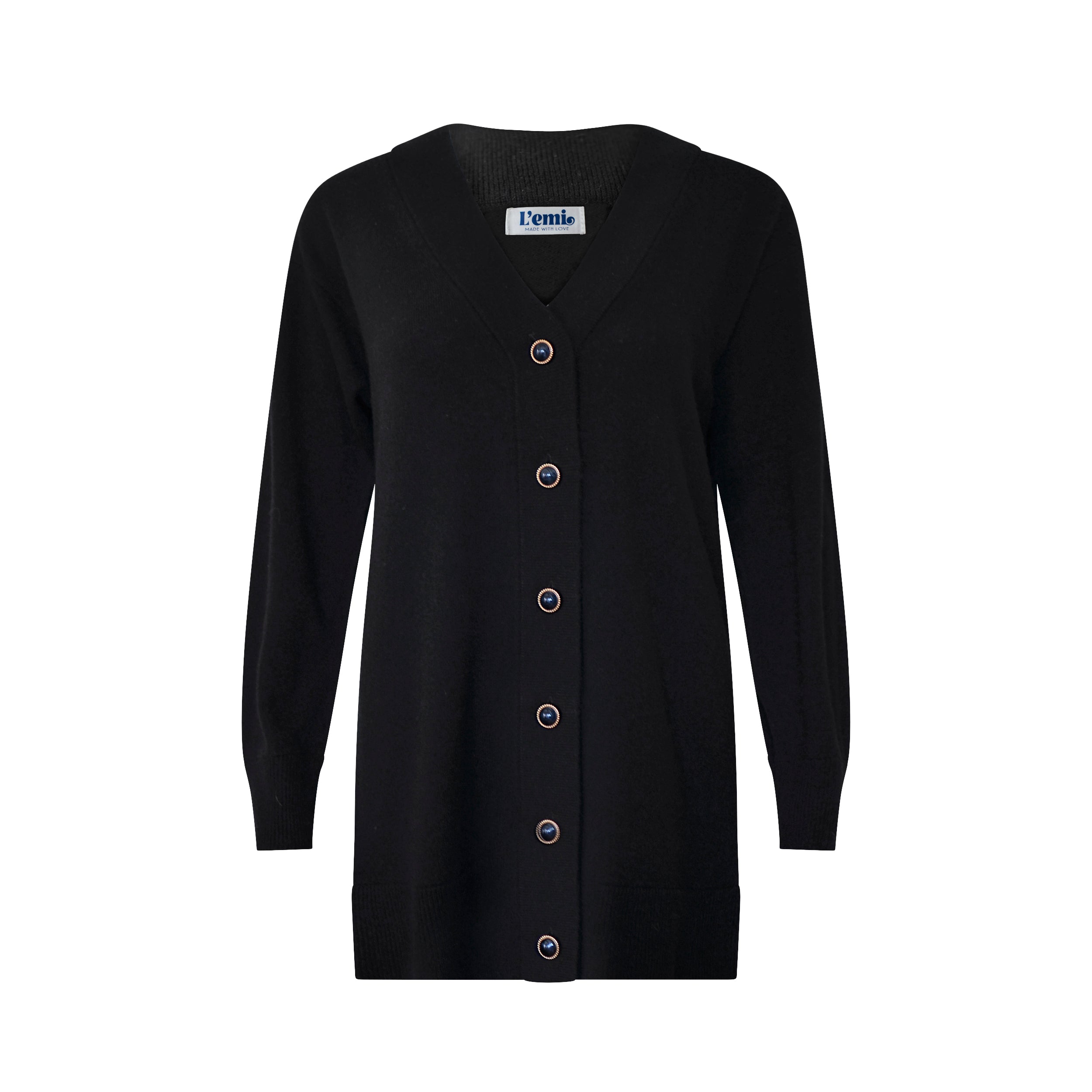 Cashmere Wool Long Cardigan - Black