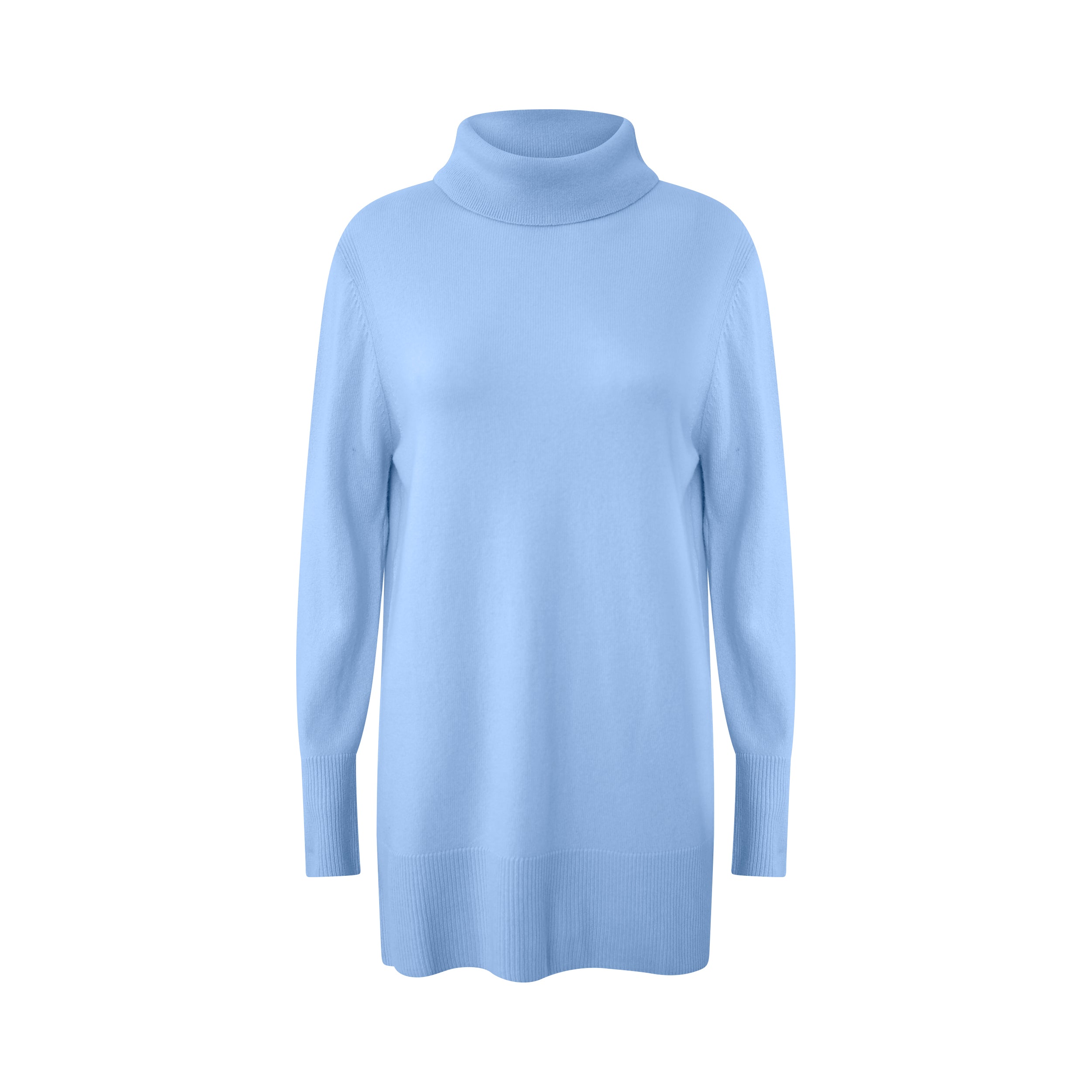 Cashmere Wool Long Turtleneck - Aqua