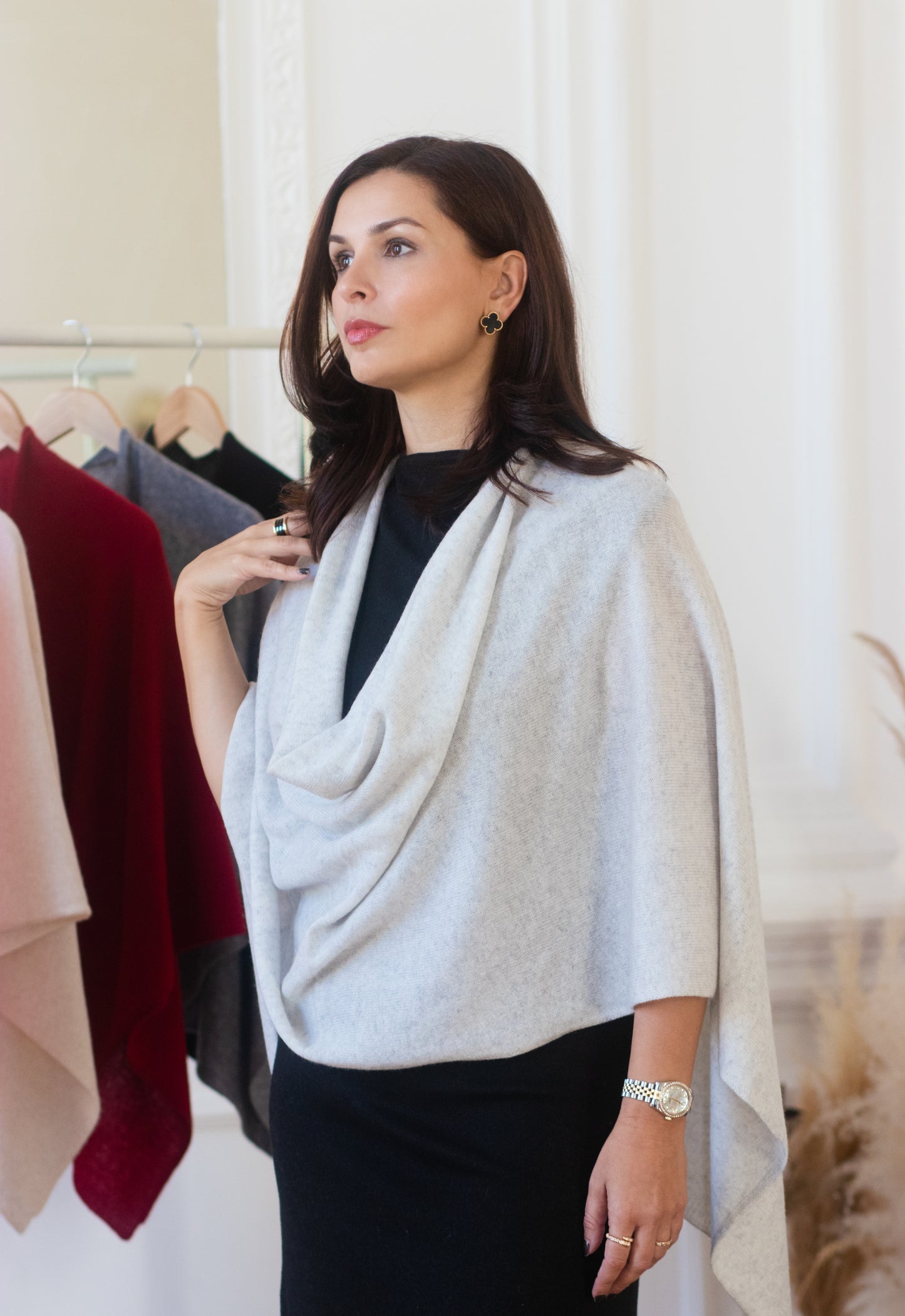 Cashmere Wool Shawl - Light Gray