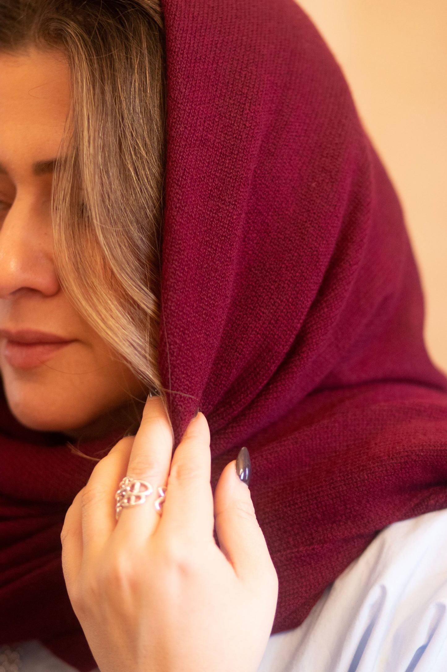 Pure Cashmere Giant Scarf - Wine