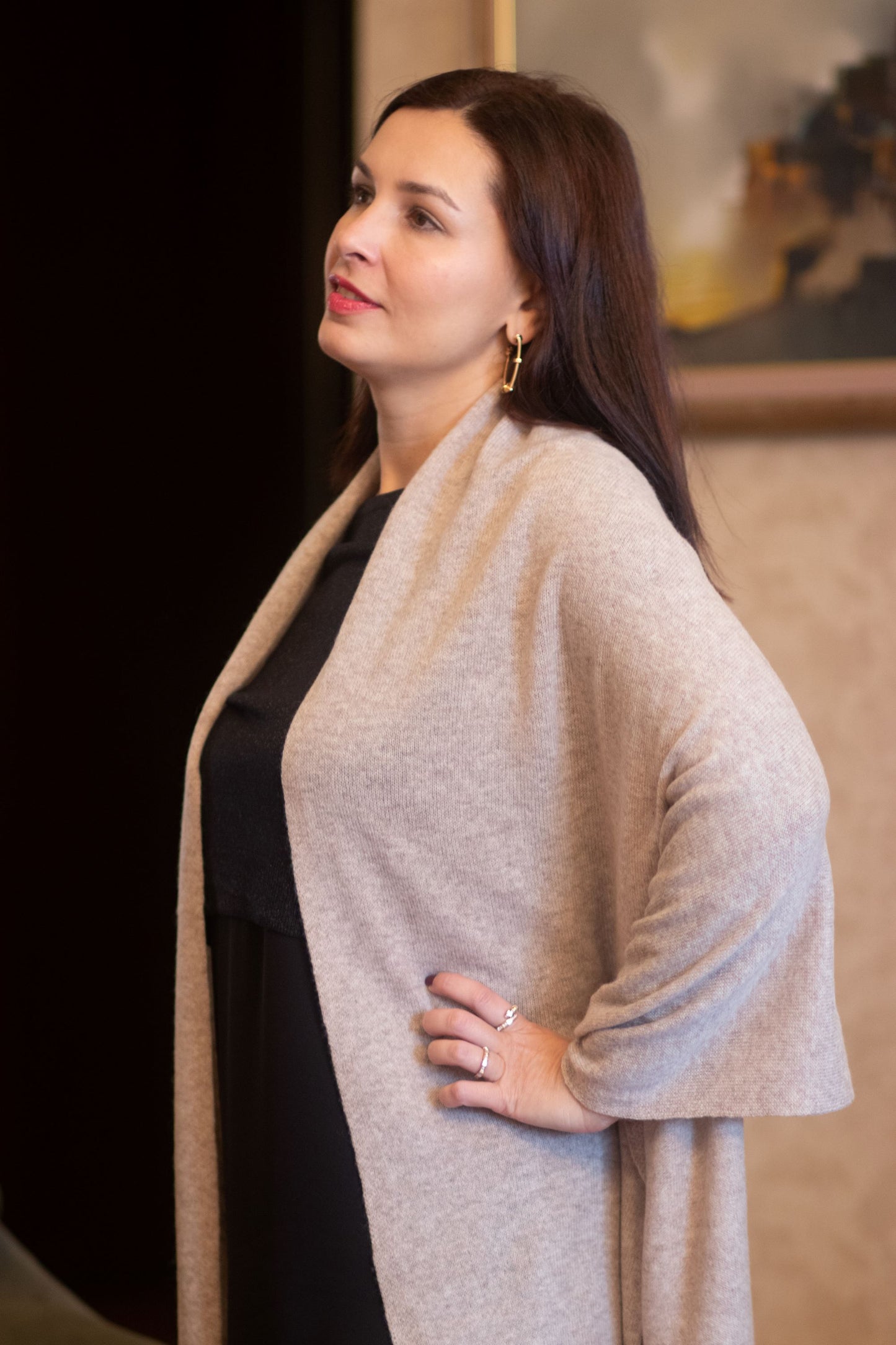 Cashmere Wool Giant Scarf - Oatmeal
