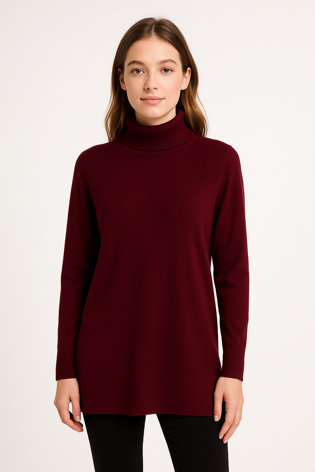 Cashmere Wool Long Turtleneck - Aqua
