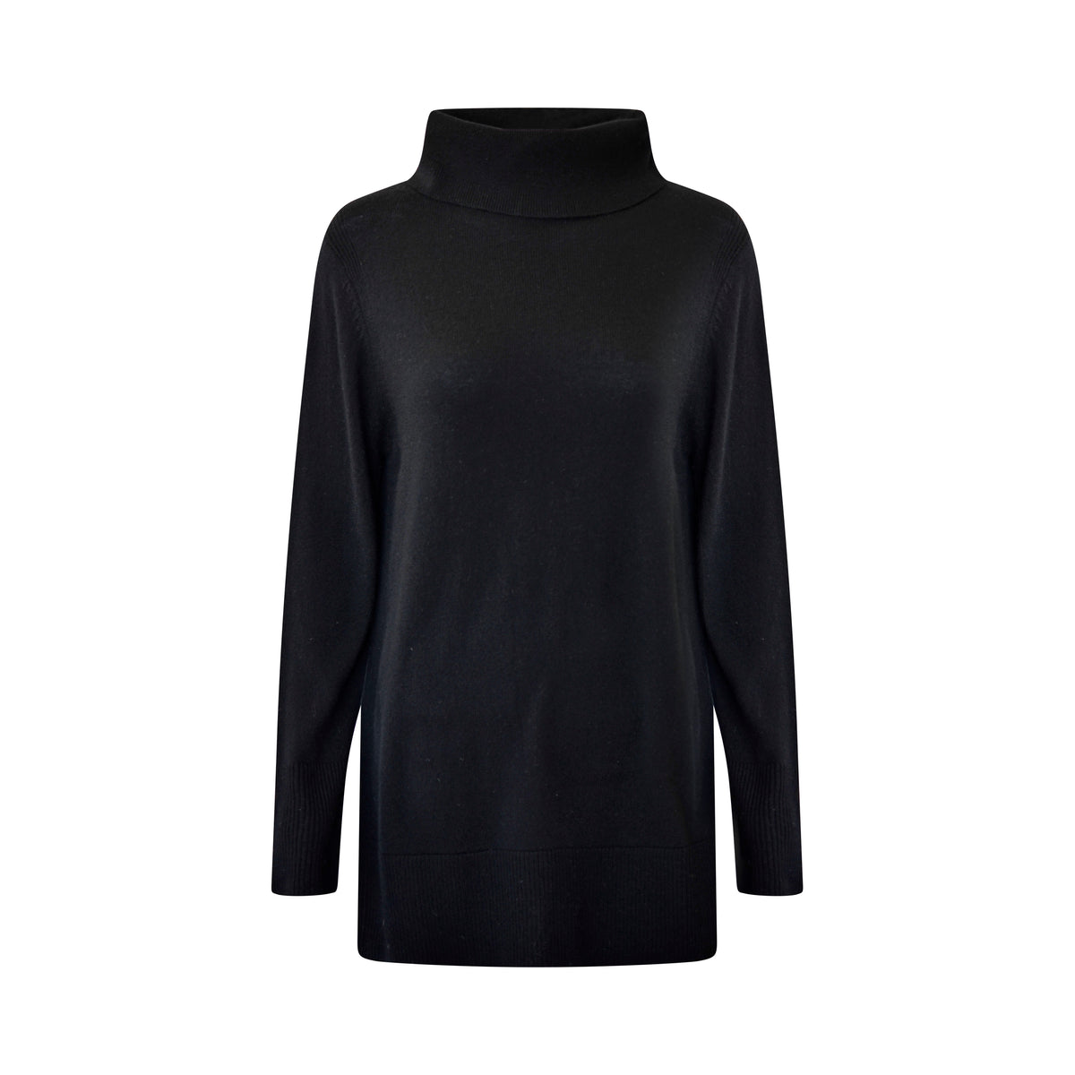 Black turtleneck dress on a white background