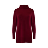 Maroon turtleneck sweater on a white background