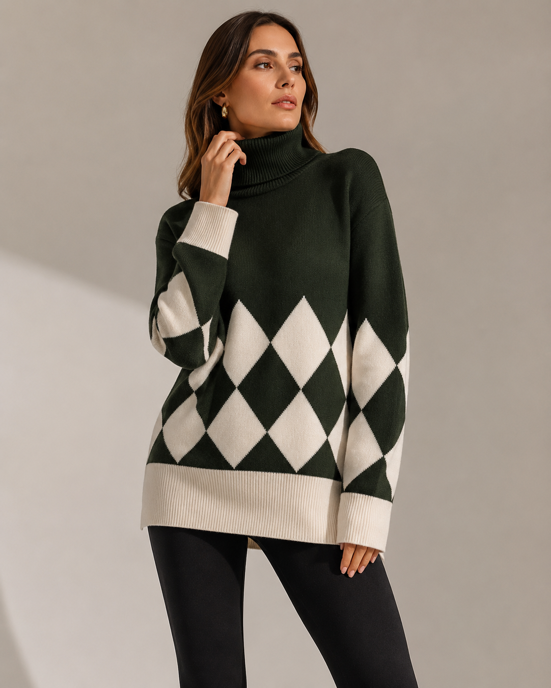 Argyle Turtleneck Sweater