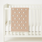 Cotton Baby Blanket with Sheep - Beige