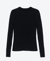 Black ribbed cashmere wool sweater on a white background