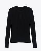 Black ribbed cashmere wool sweater on a white background