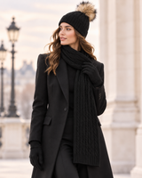 Cable-Knit Hat with Pompom