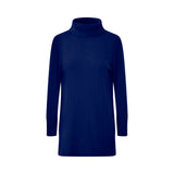 Blue cashmere wool turtleneck dress on a white background