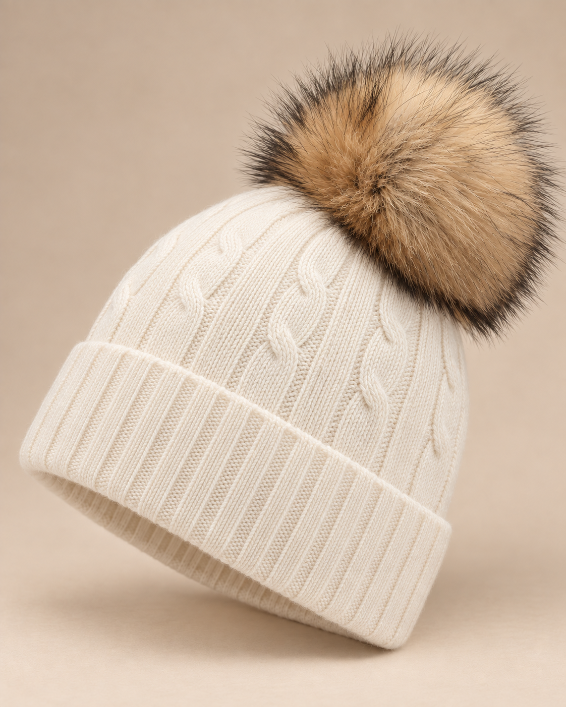 Cable-Knit Hat with Pompom