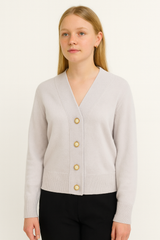 Cashmere Wool Short Cardigan - Gray