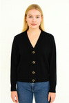 Cashmere Wool Short Cardigan - Black