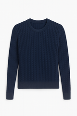 Cotton Cable Crewneck - Navy