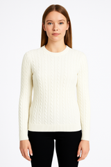 Cotton Cable Crewneck - Cream