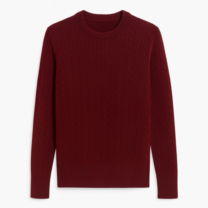 Cashmere Wool Cable Crewneck Unisex Sweater