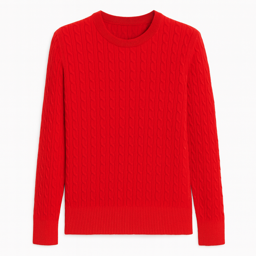 Cashmere Wool Cable Crewneck Unisex Sweater
