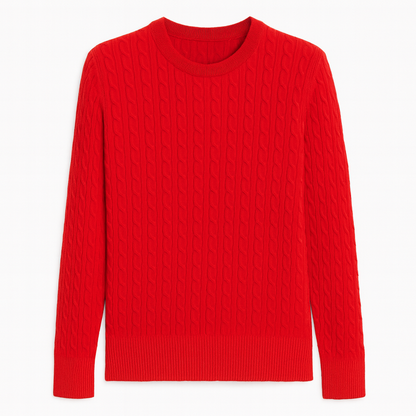 Cashmere Wool Cable Crewneck Unisex Sweater