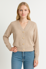 Cashmere Wool Short Cardigan - Beige