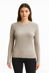 Cotton Cable Crewneck - Beige
