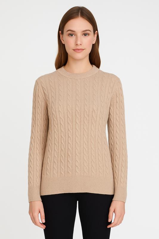 L'emi Cashmere/Wool Cable Crewneck Unisex Sweater