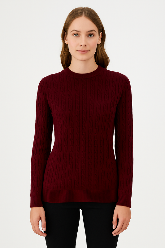 L'emi Cashmere/Wool Cable Crewneck Unisex Sweater