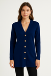 Cashmere Wool Long Cardigan - Navy