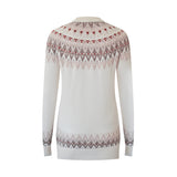 Fair Isle Cashmere Wool Crewneck Unisex Ski Sweater - Cream