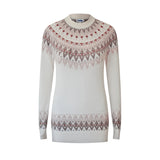 Fair Isle Cashmere Wool Crewneck Unisex Ski Sweater - Cream
