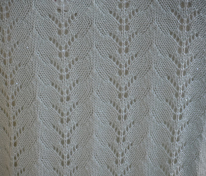 Cashmere Sequin Crochet Vneck Sweater- Mint