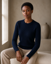Cotton Cable Crewneck - Navy